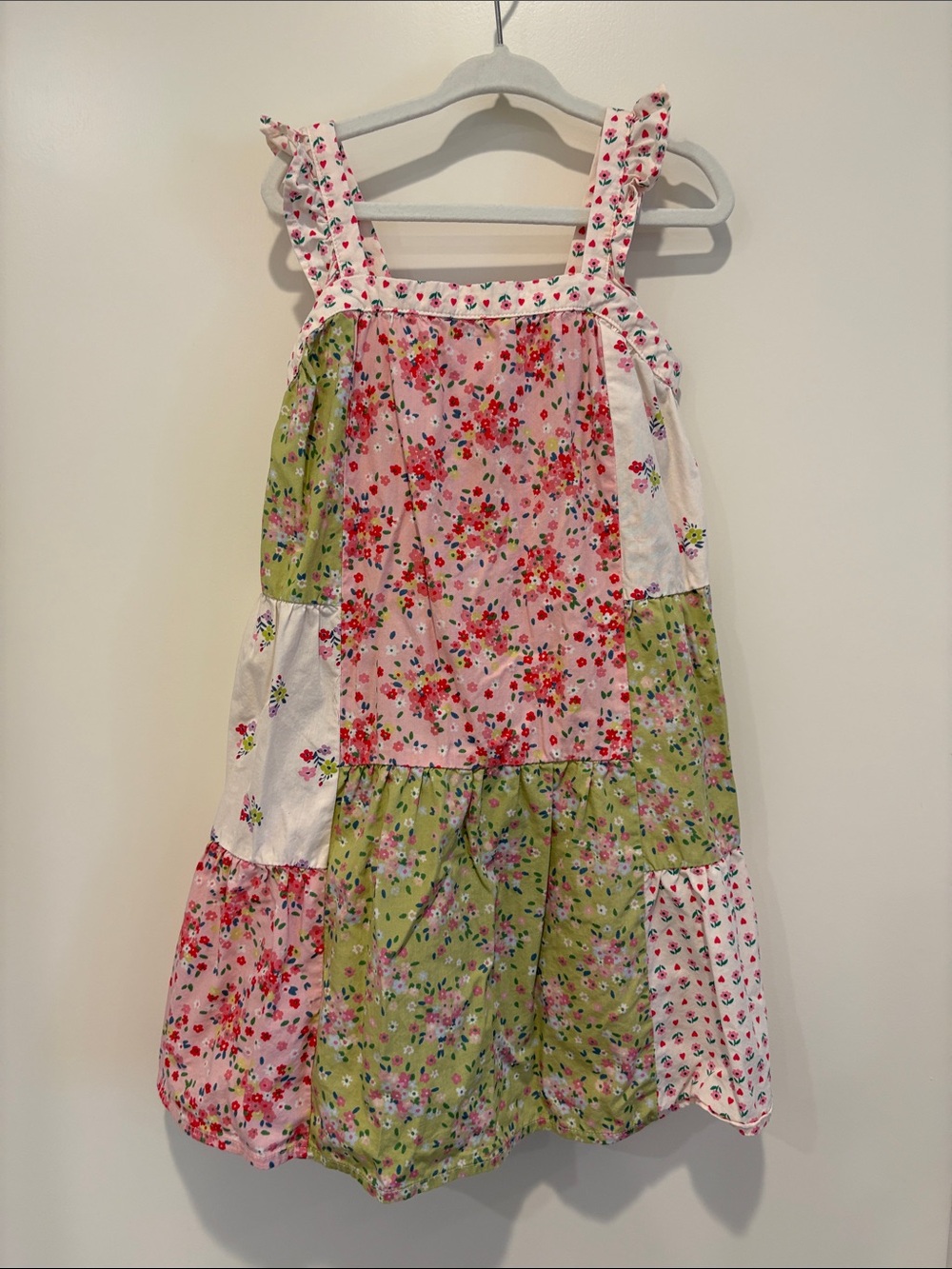 H&M Patchwork Floral Sundress in Pink & Green